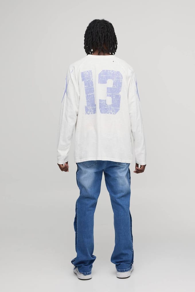 Popper Zijstretch Wijduitlopende Jeans | Light Wash | Size 44R