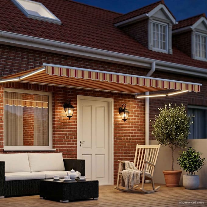 vidaXL - Handbediende - luifel - met - LED's - Multikleur - 4 - × - 3 - m
