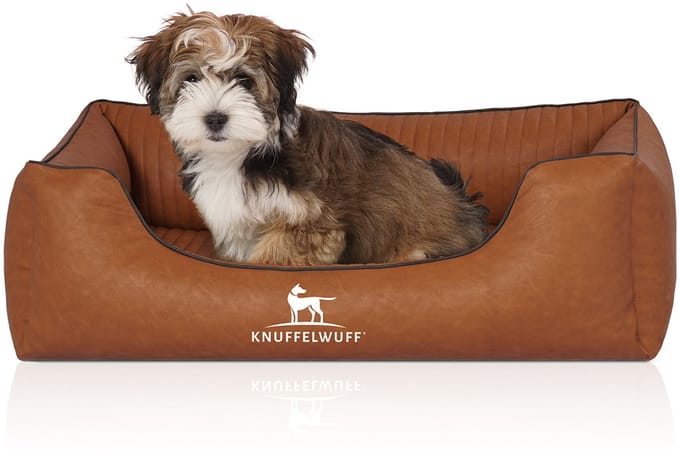 Knuffelwuff Orthopedisch hondenbed Chesapeake van laser-gewatteerd gemarmerd kunstleer M-L 85 x 63cm Rusty