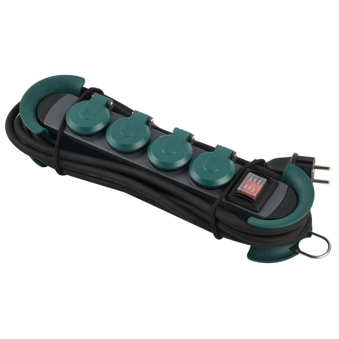 Bach Buitenhaak 4x 230V 4m Rood Met Groene Afdekking IP44 - 500.200 - E3FVF