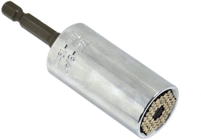 GEKO Universele dopsleuteladapter - Verstelbaar 7-19 mm - Inclusief booradapter - CrV staal
