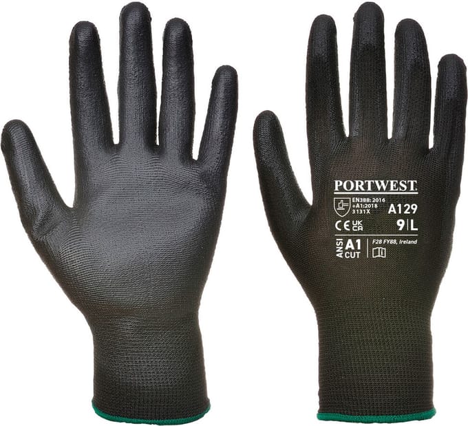 12 paar werkhandschoenen - A129 - PU Palmhandschoen [maat L]