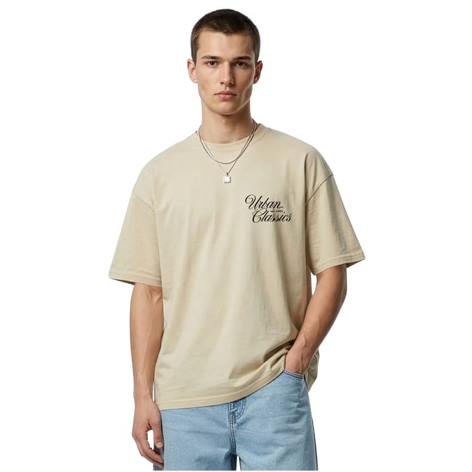 Urban Classics - Flow Script Logo Loose Dames Tshirt - XXL - Creme