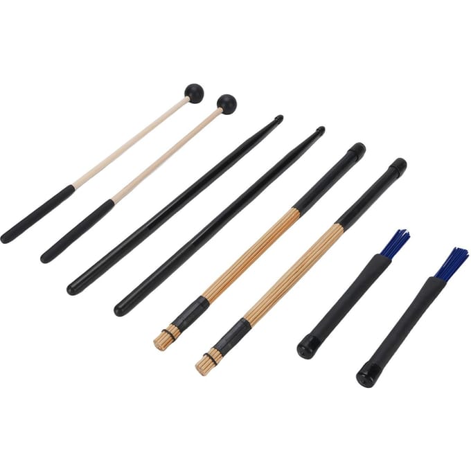 Bagettes de Batterie Maillets Brossettes Set Finition Lisse Prise en Main Confortable Baguettes de Percussion Maillets beige