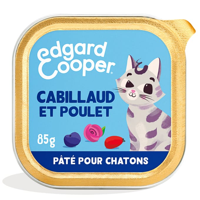 85g Edgard & Cooper Kitten Graanvrije Paté Kabeljauw, Kip - Paté voor katten