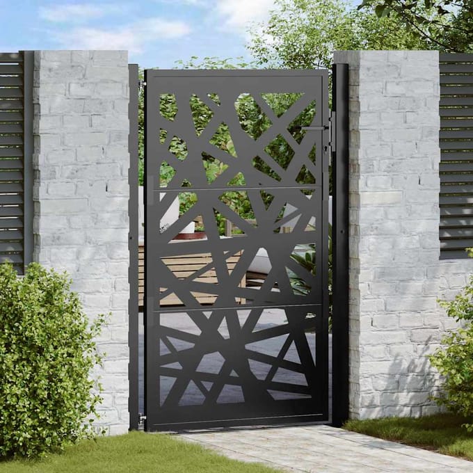 Zwarte Tuinpoort 105X155 Cm Lichte Stalen Constructie
