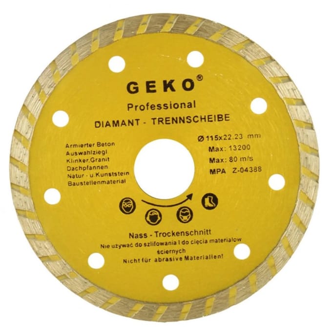 GEKO Diamantschijf - Turbo Rand - Zelfkoelend - 115 mm - 22,2 mm Gat