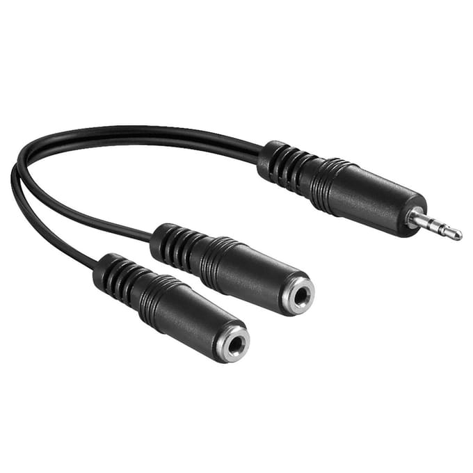 Goobay Audio Y-kabel adapter 3,5 mm, 1 x stekker 2 x jack mono, jackplug 3,5 mm-stekker (3-pins, stereo) > 2 x jackplug 3,5 mm-bus (2-pins, mono)