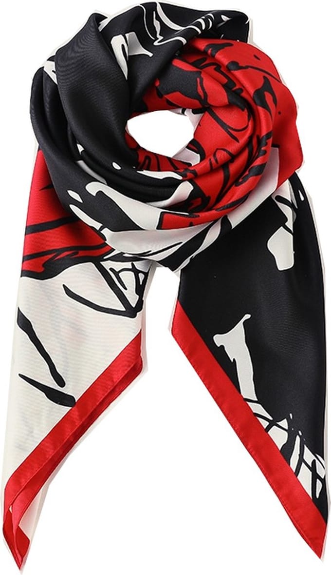 Dames Sjaal - Sjaal Bloemen - 90 x 90cm - Rood