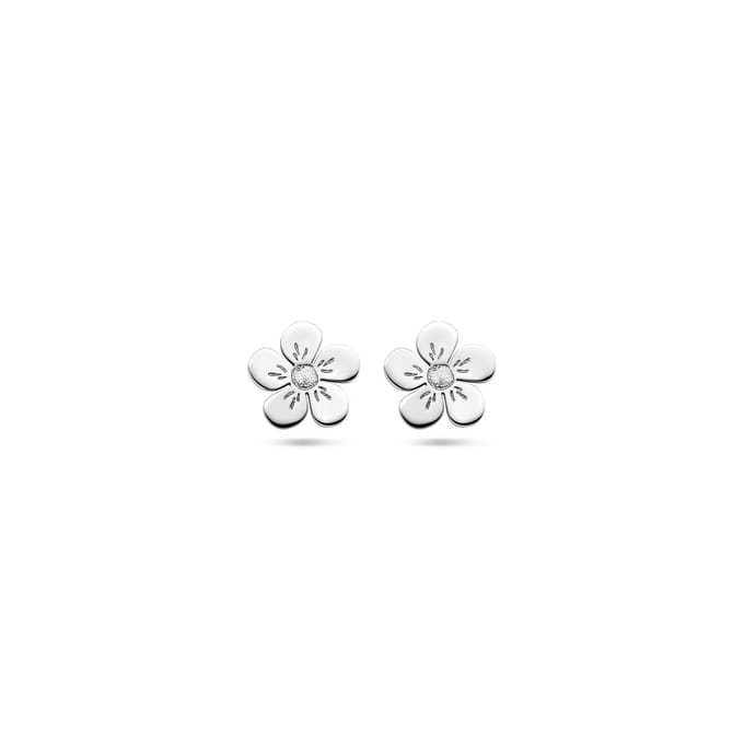 Zilver Gerhodineerd Oorknoppen Bloem 1338752