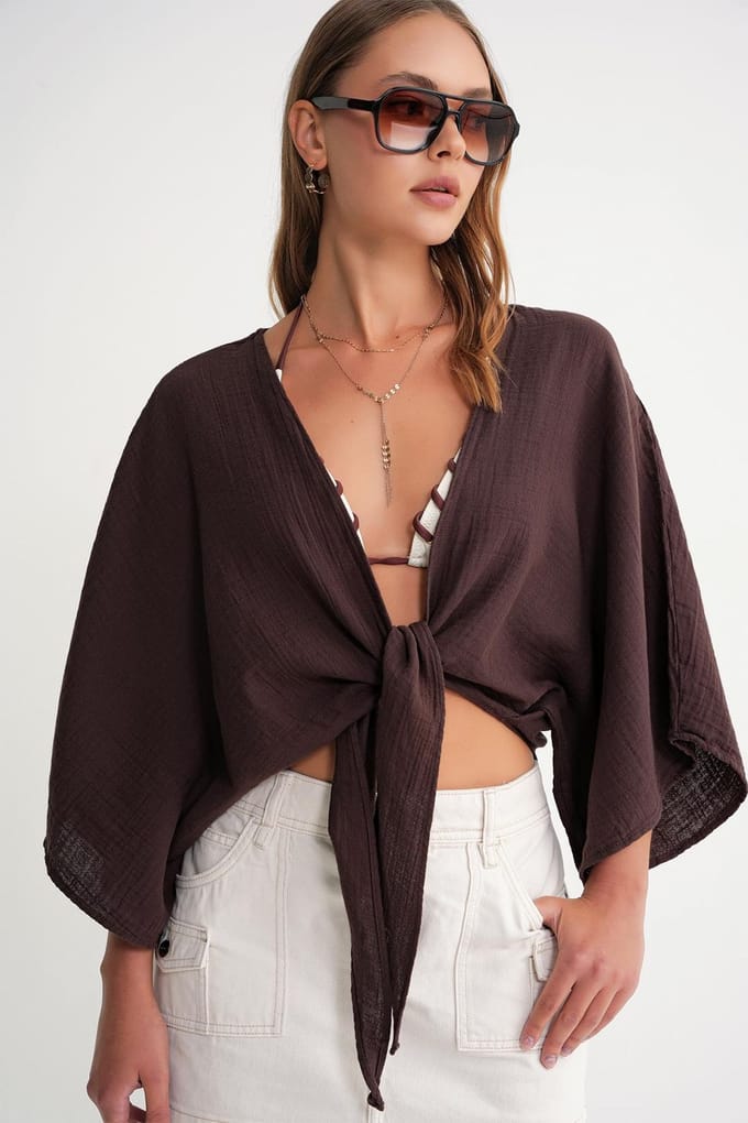 Textuur V-hals Bolero Blouse