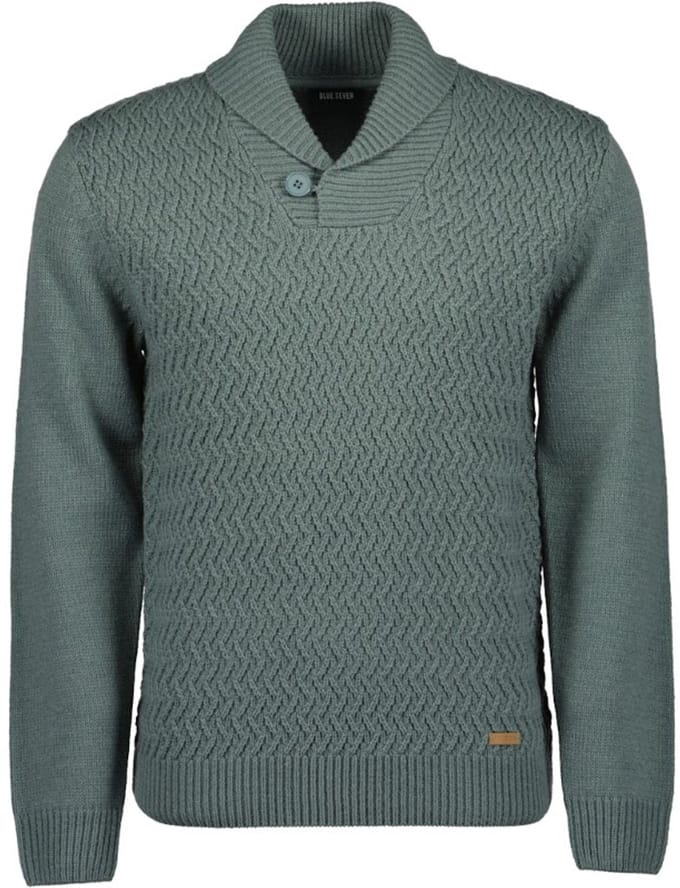 Blue Seven - Trui 376500 groen kraag met knoop - maat M