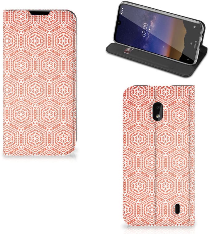 Book Case voor Nokia 2.2 Hoesje met Magneet Pattern Orange