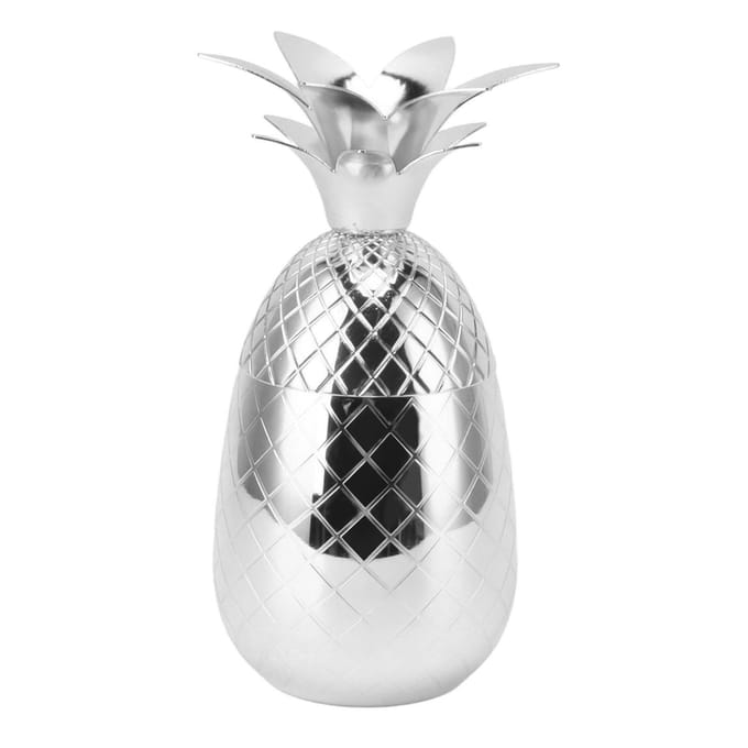 Shaker à cocktail Forme d'ananas Acier inoxydable Surface lisse polie 500 ml pour bar à domicile Argent argenté