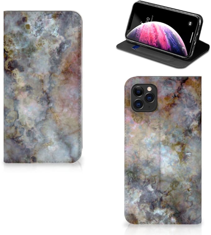 Apple iPhone 11 Pro Max Standcase Marmer Grijs