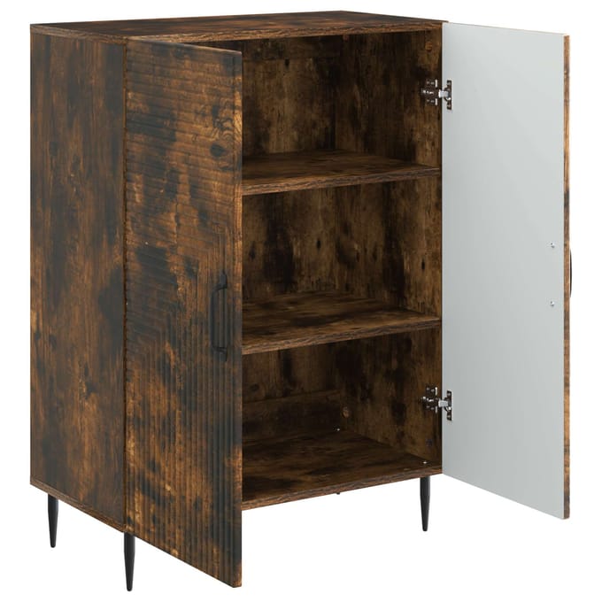vidaXL - Dressoir - Gerookt - eiken - 66 - x - 34,5 - x - 89,5 - cm - Bewerkt - hout