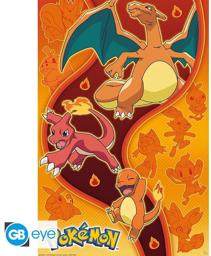 Pokémon Fire Starters Unisex Poster - meerkleurig - Standard
