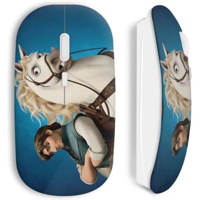 Souris Sans Fil - MANIACASE - Fynn Raiponce - Clé USB wifi incluse - Compatible Mac et PC - Couleur Bleu