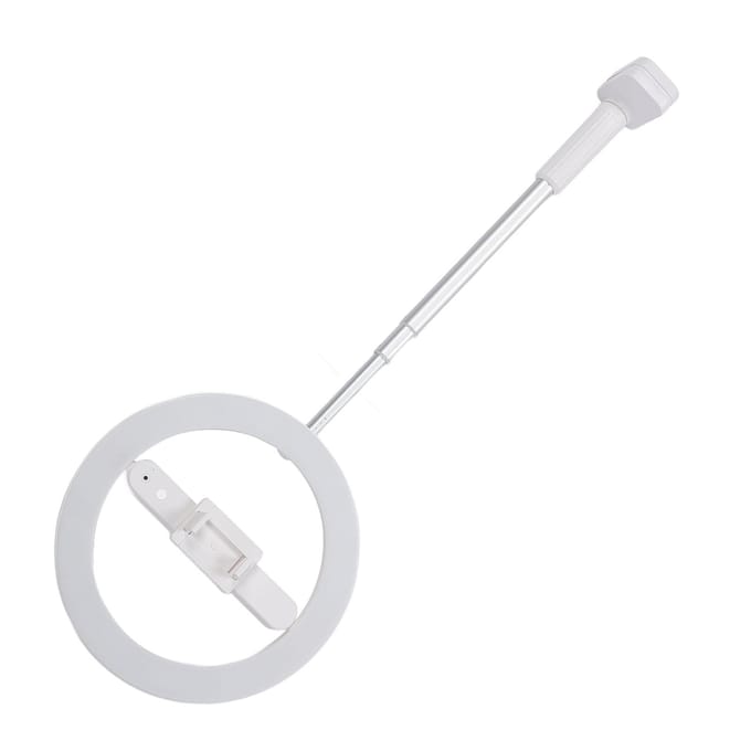 Ringlamp met Klemstandaard Overhead Telefoonhouder Dimbare 3 Kleurtemperatuur 5 Helderheid Oplaadbaar white