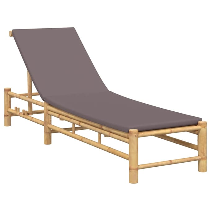 vidaXL - Ligstoel - met - kussens - 55x199x30 - cm - bamboe
