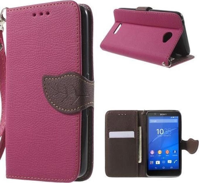 Shop4 - Sony Xperia E4 Hoesje - Wallet Case Lychee Leaf Roze