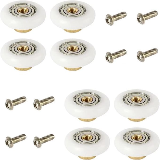 Rollers voor douchedeur - soepel - 8 stuks - wit