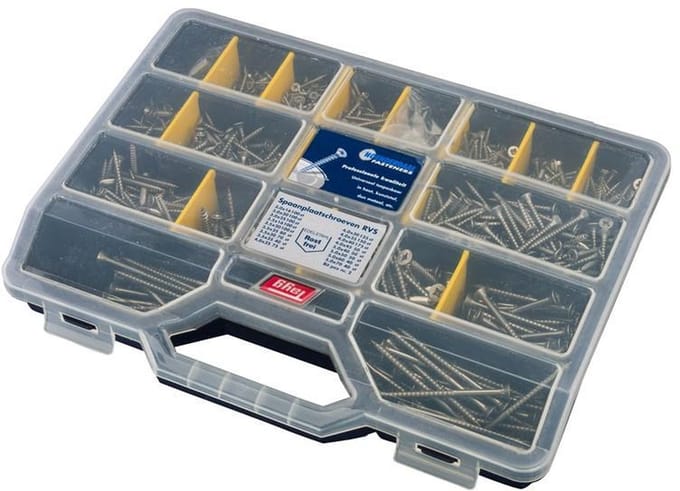 Assortimentkoffer spaanplaatschroeven RVS-A2 PZ