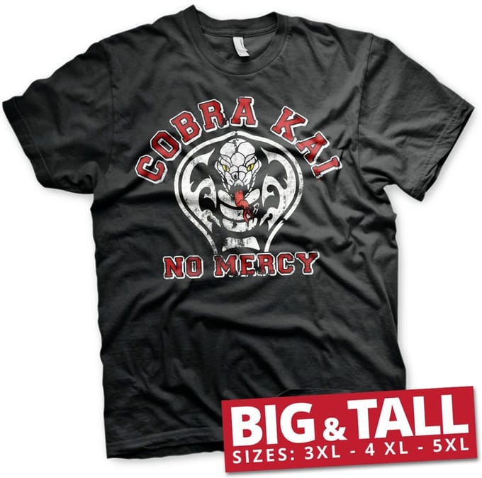 Cobra Kai No Mercy T-shirt voor grote maten, zwart