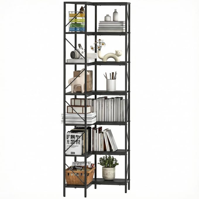 HOMCOM Boekenplank - Spaanplaat - 60x60x198cm - Zwart