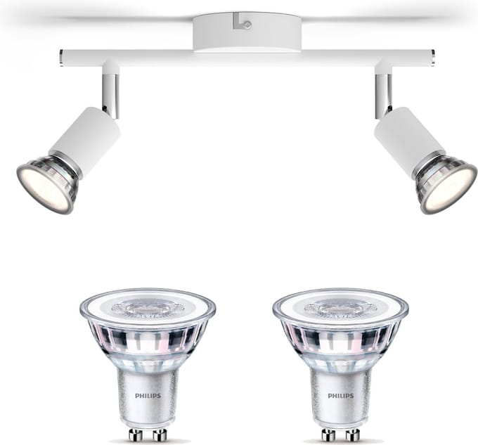 Philips Limbali Opbouwspot (Wit) - Warmwit Licht - Plafondspot met 2 Lichtpunten - GU10 - Niet Dimbaar