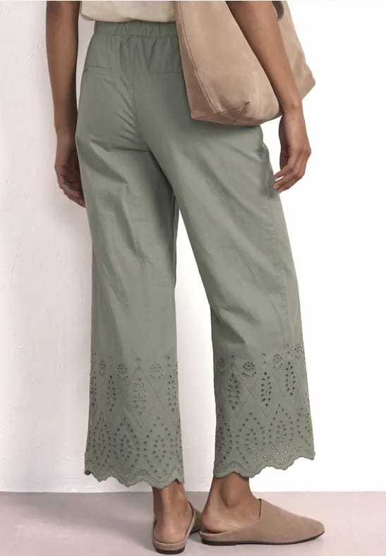 Wide Legs broek met Shiffley borduursel