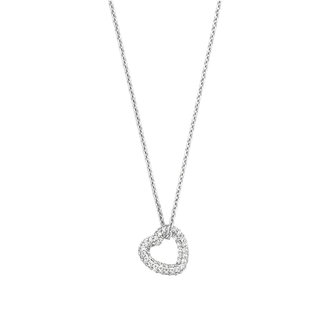 TI SENTO Dames Ketting - 925 zilver - Zirconia wit - Maat 42 - 34022ZI
