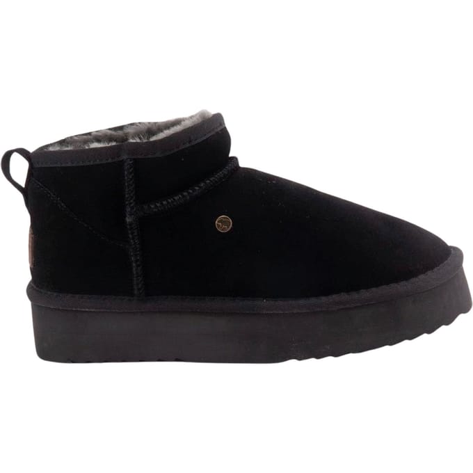 Warmbat Durack Suede Boot Plateau Dames Laarzen - Zwart