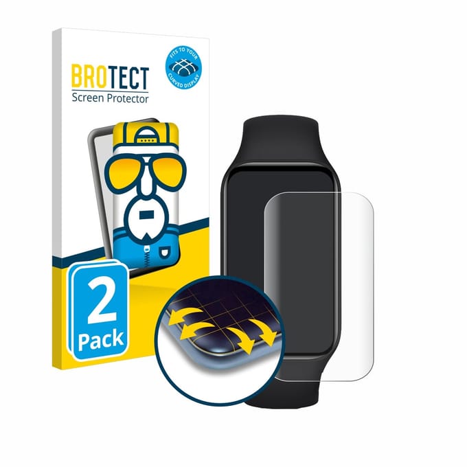 BROTECT - Screenprotector voor Xiaomi Smart Band 8 Active - Folie Beschermfolie transparant volledig dekking - 2 Stuks