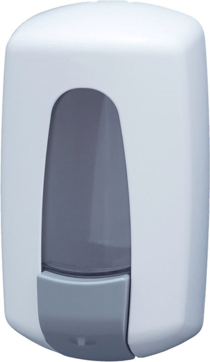 WillieJan zeepdispenser 70601WT – Professionele kwaliteit – Wit met Transparant – 900 ml – Geschikt voor openbare ruimten