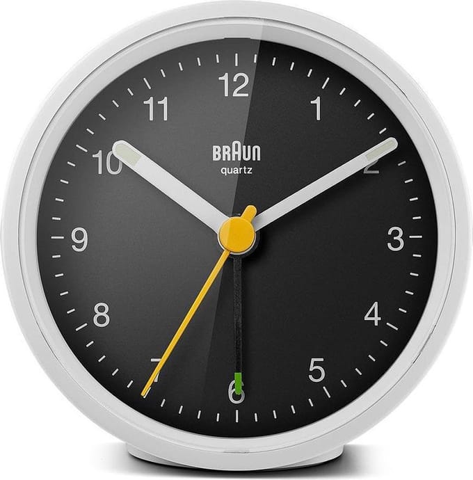 Braun BC12WB - Wekker - Analoog - Stil uurwerk - Wit - Zwart