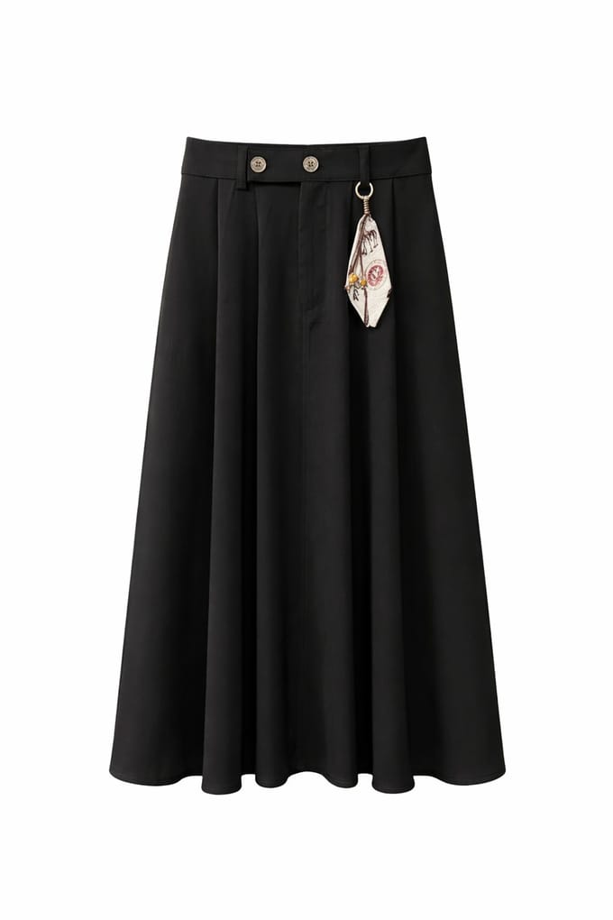 Hoge Taille A-Lijn Midi Rok met Accessoires