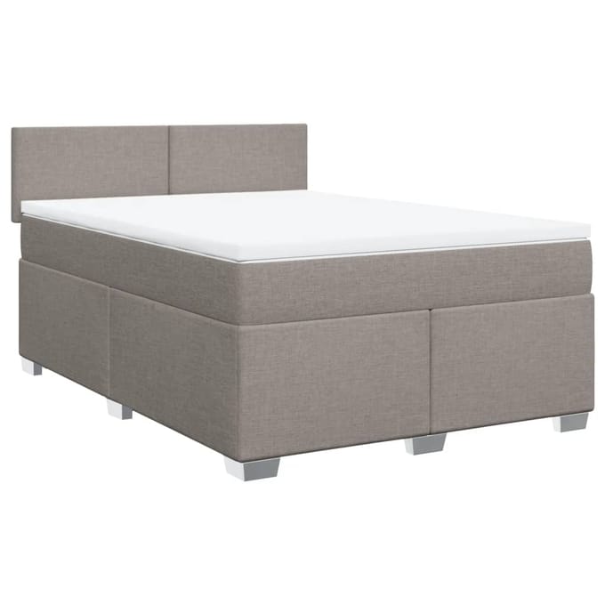 vidaXL - Boxspring - met - matras - stof - taupe - 160x200 - cm