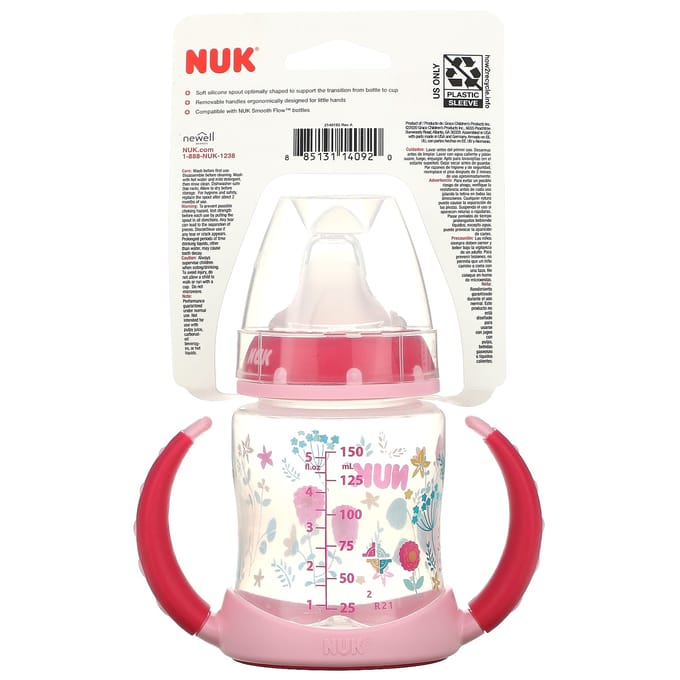 NUK, tuitbeker, vanaf 6 maanden, roze, 1 beker, 150 ml (5 oz) beige