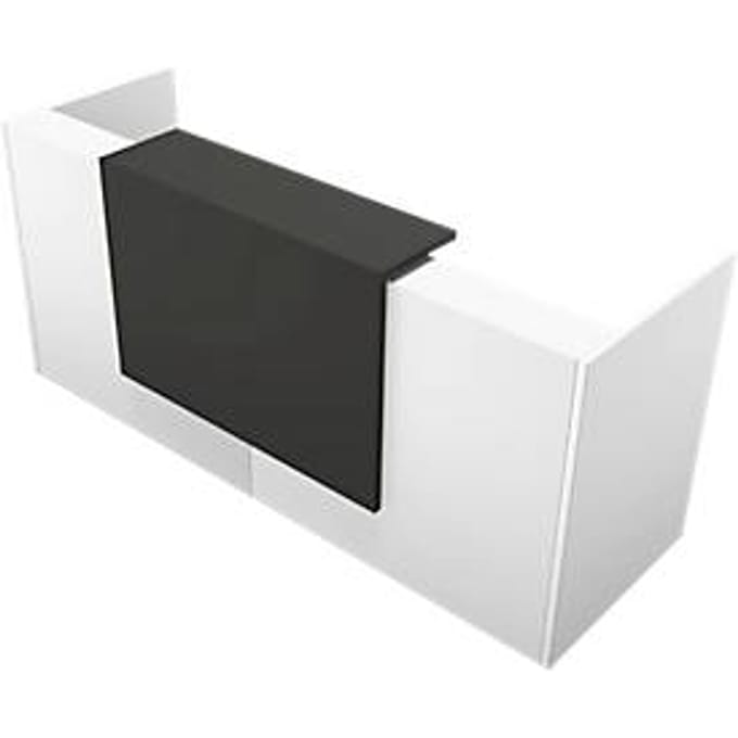 Balie Spezia, recht, B 2460 x D 880 x H 1130 mm, wit/leder bruin