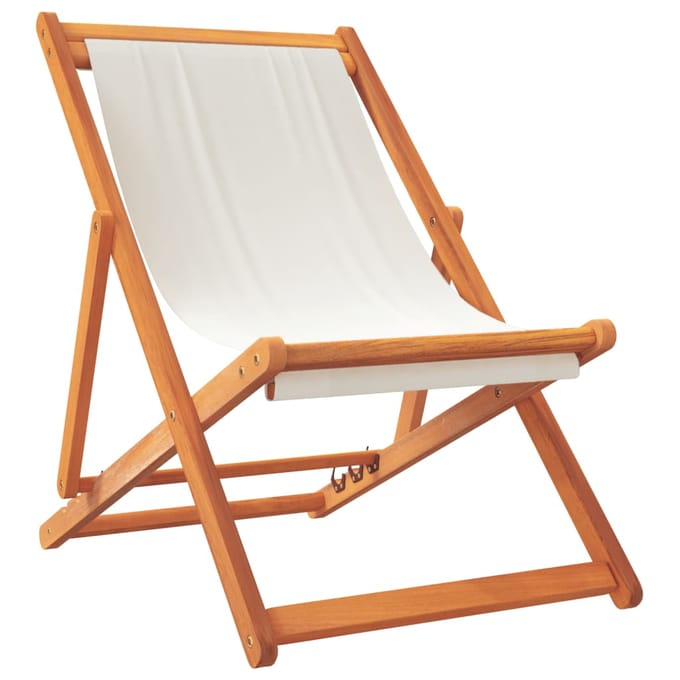 vidaXL - Opklapbare - stoelen, - 2 - stuks, - crèmekleurige - en - witte - stof