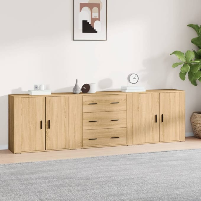 vidaXL - Dressoirs - 3 - st - bewerkt - hout - sonoma - eiken