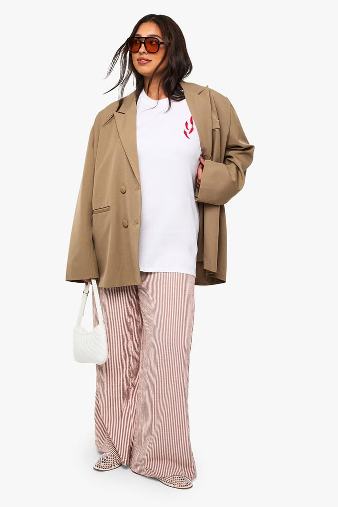 boohoo Dames Plus Pikante Margarita Oversized T-shirt | Wit | Maat: 46