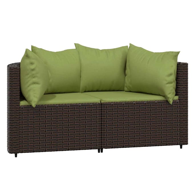 vidaXL - 3-delige - Loungeset - met - kussens - poly - rattan - bruin