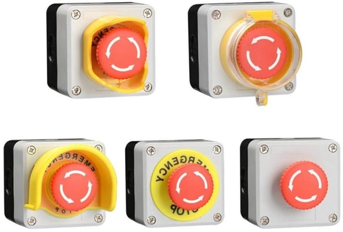 Noodstop Drukknop - Schakelaar Controle Doos - Machine Veiligheid - Waterdichte Behuizing - 22mm Gemonteerd - Alarm Ring