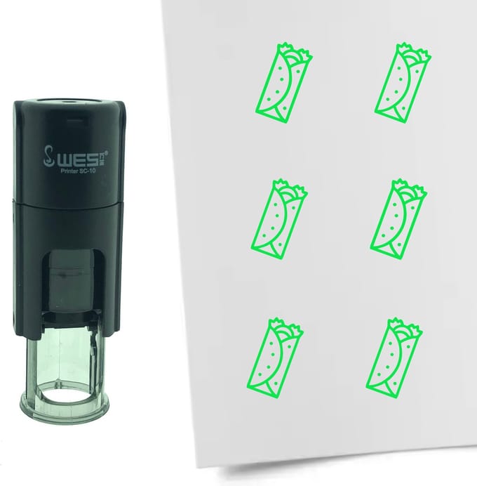 CombiCraft Stempel Burrito 10mm rond - groene inkt