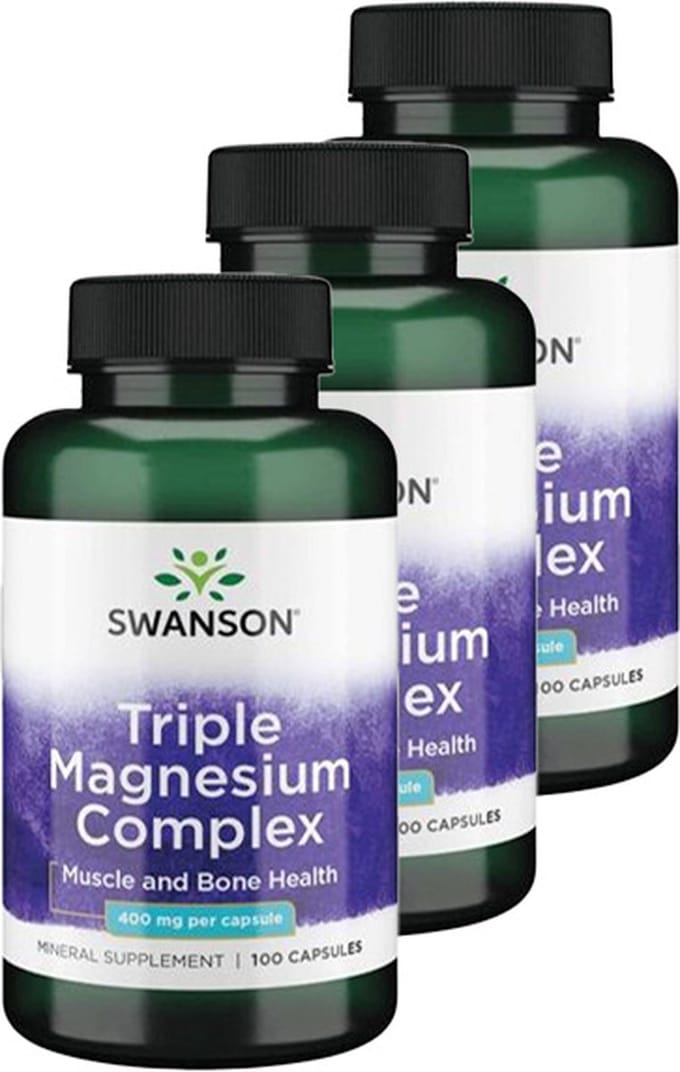Swanson | Triple Magnesium complex 400mg | 100 Capsules | 3 stuks | 3 x 100 stuks