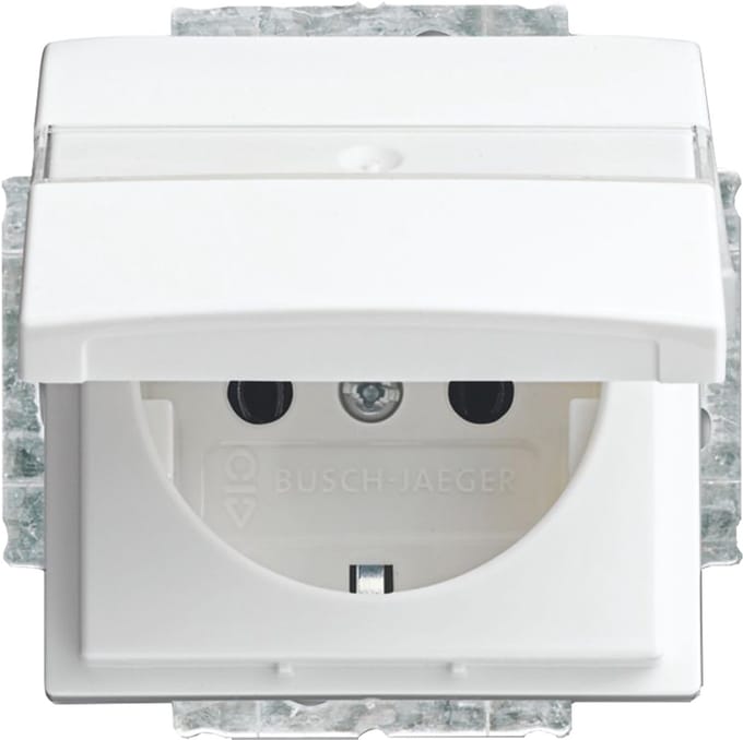Busch-Jaeger Balance contactdoos - inbouw - 1-voudig - randaarde - met klep - polarwit
