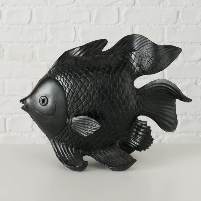 Vis - sier vis - Kunststof- Decoratie - Zwart - 33x26x14cm