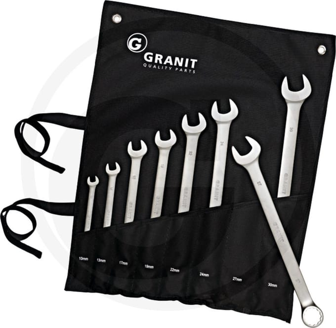 GRANIT BLACK EDITION Ringsteeksleutelset XL, 10 - 30 mm, 8-delig